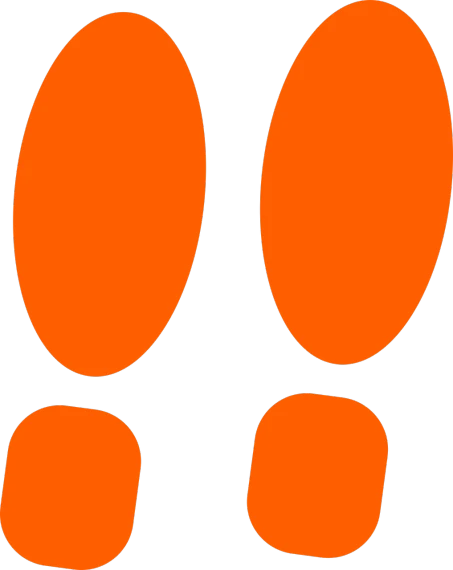 an orange foot print on a black background, inspired by Doug Ohlson, sōsaku hanga, mittens, posterized, 84mm), banner