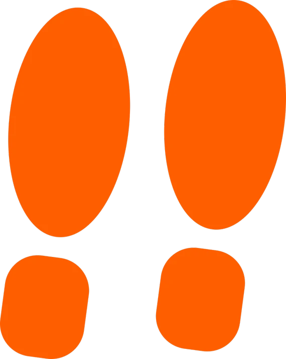 an orange foot print on a black background, inspired by Doug Ohlson, sōsaku hanga, mittens, posterized, 84mm), banner