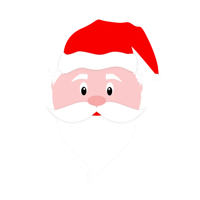 a santa claus face on a black background, vector art, in style of south park, gif, illustration, clipart