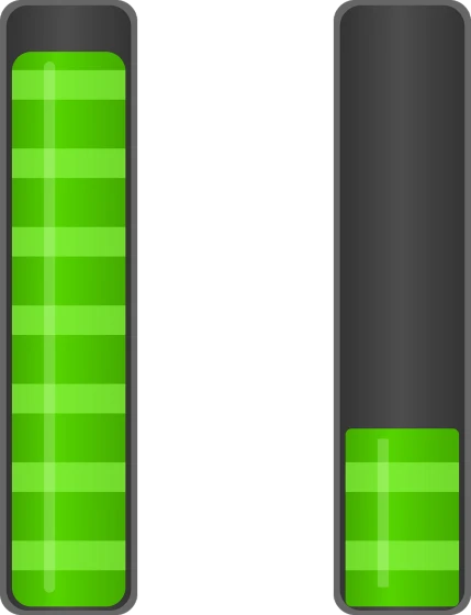 a close up of two batteries on a white background, deviantart, digital art, full page grid sprite sheet, it\'s name is greeny, cell bars, long arm
