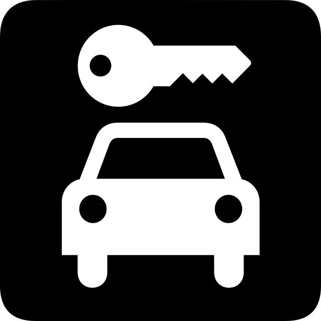 a car with a key on top of it, vector art, by Andrei Kolkoutine, unsplash, sōsaku hanga, icon black and white, on black background, security, square