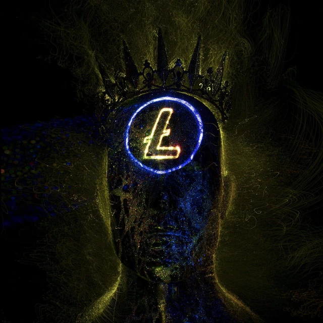 a man with a crown on his head, a portrait, by Luis Miranda, unsplash, conceptual art, ethereum!!!! logo, lemonlight, discord taken from life, coin