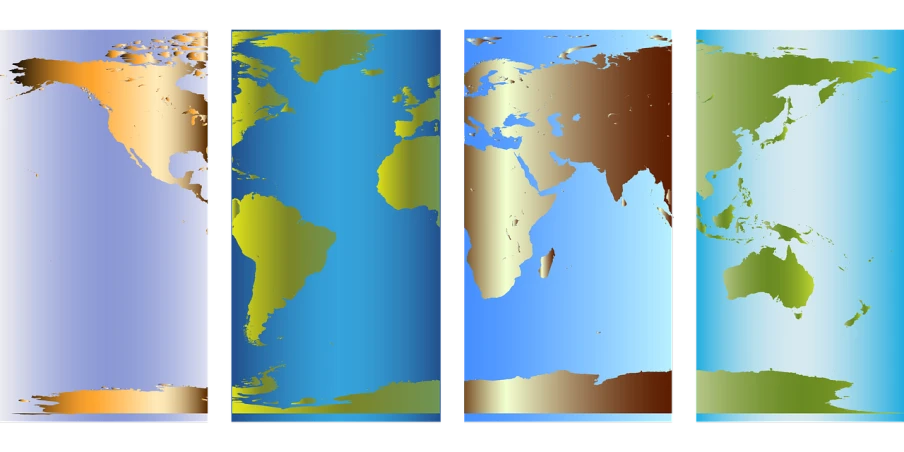 a close up of a map of the world, a raytraced image, modernism, color vector, diptych, metallic reflective surfaces, flash photo