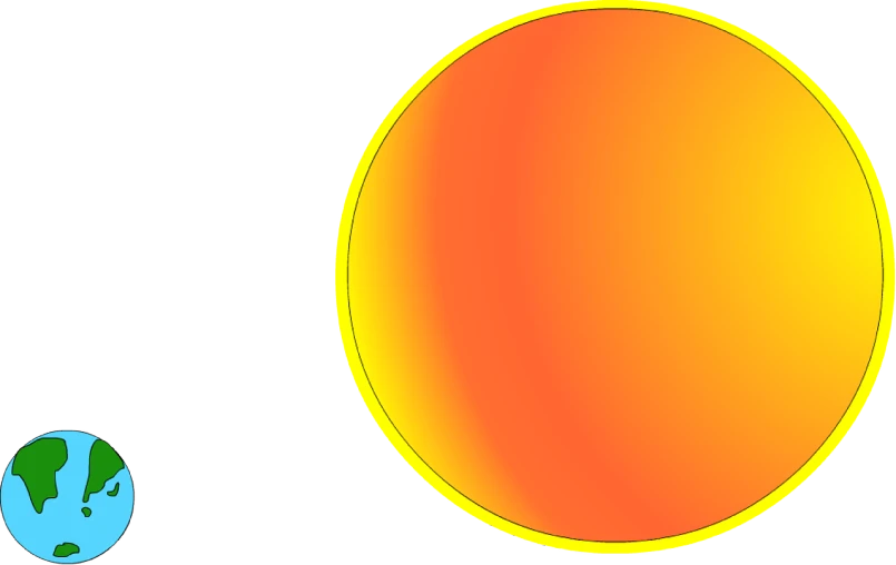 a picture of the sun and the earth, a digital rendering, by Wayne England, bauhaus, gradient yellow to red, 3/4 side view, round pupil, no gradients