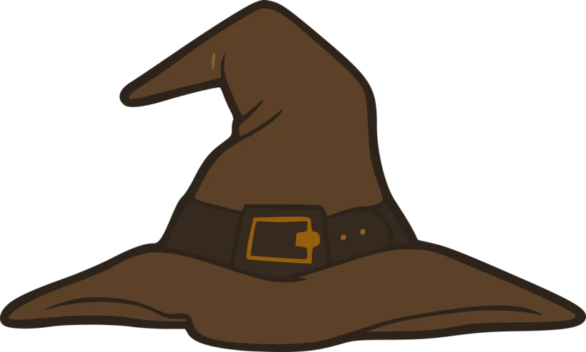 a brown hat with a buckle on it, reddit, digital art, ( ( ( black witch hat ) ) ) ), dark. no text, a dark, background image