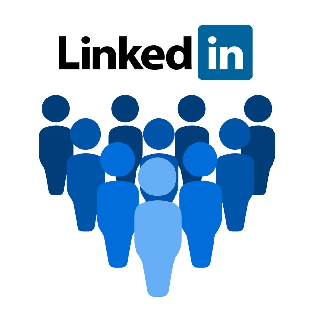 a group of people standing in front of a linked logo, a stock photo, by Judith Gutierrez, incoherents, linkedin, on a white background, pictured from the shoulders up, wikimedia commons