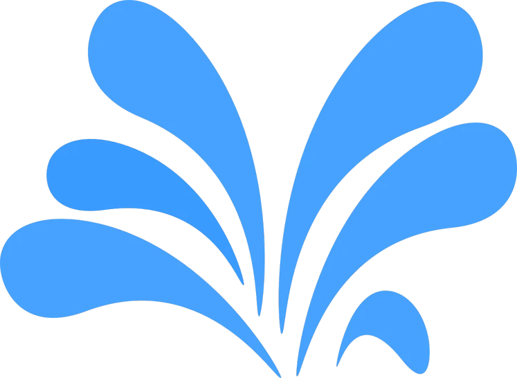 a blue splash of water on a black background, inspired by Slava Raškaj, art nouveau, cartoonish and simplistic, fronds, logo without text, rear facing