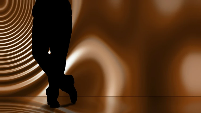 a silhouette of a person standing in front of a wall, a digital rendering, by David Burton-Richardson, digital art, salsa dancing, close-up on legs, caramel, stage photography