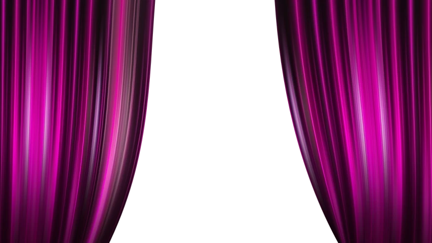 a purple curtain with a black background, a digital rendering, movie scene close up, pink arches, isolated background, glossy surface