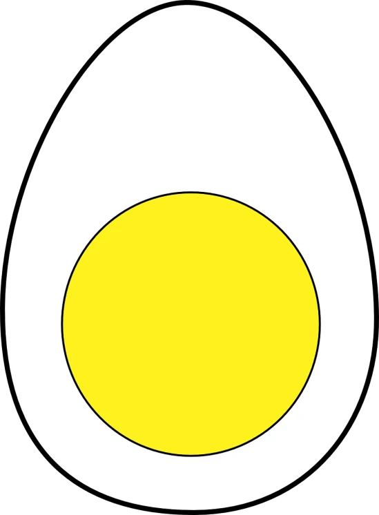 a white and yellow egg on a black background, inspired by Kōno Michisei, sōsaku hanga, vectorized, attached tail, black centered pupil, a brightly colored