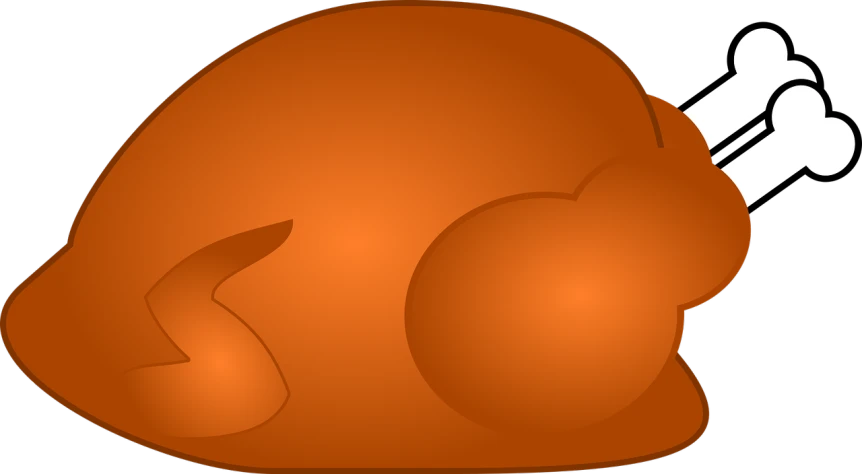 a turkey with a bone sticking out of it, inspired by Masamitsu Ōta, pixabay, baked bean skin texture, [ [ soft ] ], modeled, lineless