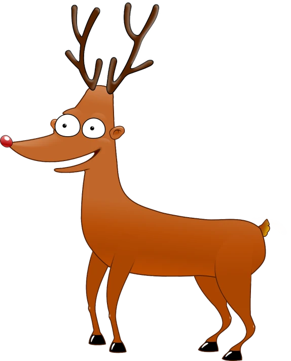 a cartoon reindeer standing in front of a white background, inspired by Rudolph F. Ingerle, pixabay, mingei, !!! very coherent!!! vector art, a tall, rack, brown:-2