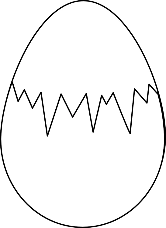 a black and white drawing of an egg, lineart, pixabay, hurufiyya, dinosaur, white on black, ( ( ( ( ( bomb, video still