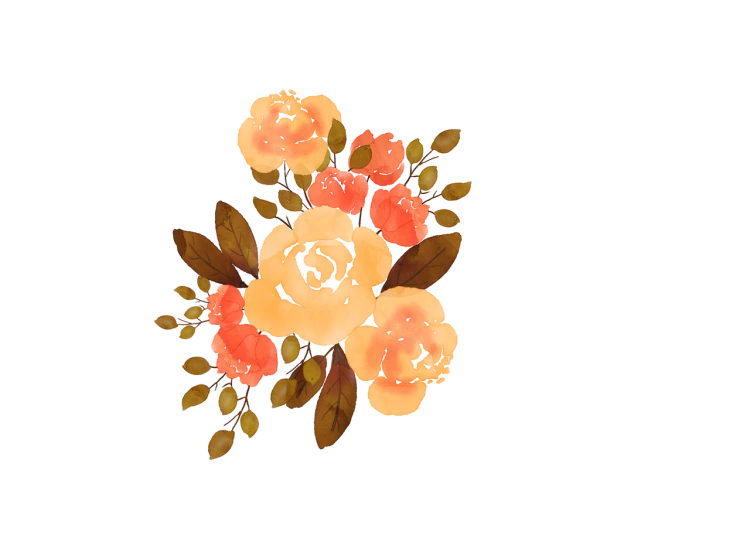a bouquet of flowers on a black background, a digital painting, inspired by François Boquet, peach embellishment, seasons!! : 🌸 ☀ 🍂 ❄, random background scene, yellows and reddish black