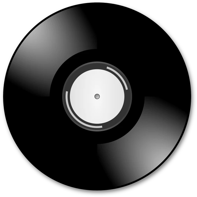a black and white photo of a vinyl record, an album cover, inspired by Jan Rustem, pixabay, computer art, on a flat color black background, high quality illustration, gradient black to silver, high detail illustration