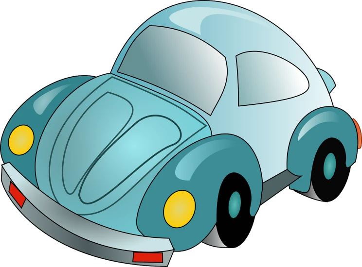 a cartoon blue car on a white background, a cartoon, by Tom Carapic, pixabay contest winner, beatle, transparent carapace, childhood memory, a green