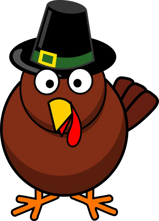 a cartoon turkey wearing a pilgrim's hat, pixabay, hurufiyya, glowing-eyes-and-mouth, wikihow illustration, pot-bellied, dark!