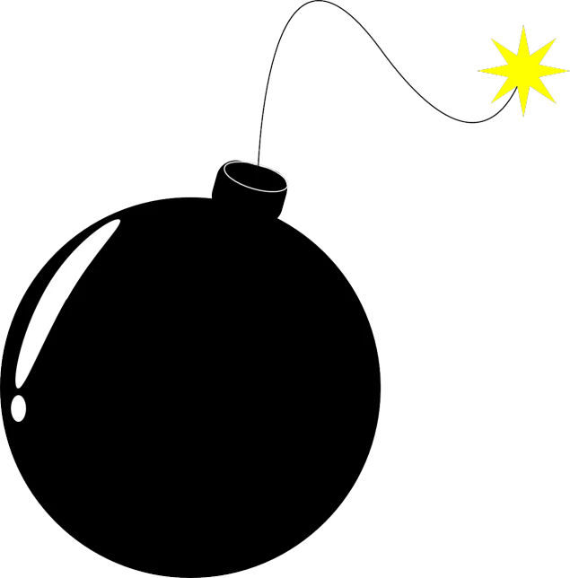 a bomb with a star on top of it, minimalism, precise! vector trace, 2 0 1 0 photo, facing left, attack vector