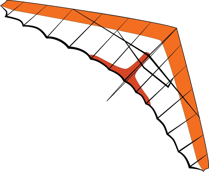 an orange and white kite flying in the sky, a digital rendering, cobra, black backround. inkscape, detail structure, wide screenshot, aerodynamic frame