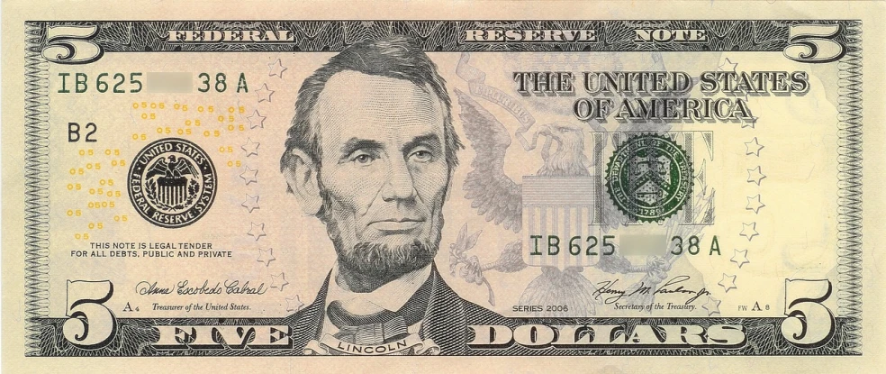 a picture of abraham lincoln on a five dollar bill, inspired by George Abe, pixabay, renaissance, hd —h 1024, finely detailed facial features, female looking, square masculine facial features