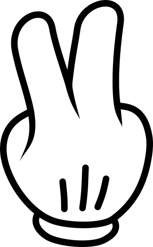 a black and white drawing of a peace sign, deviantart, white long gloves, simple cartoon, four fingers maximum, no - text no - logo