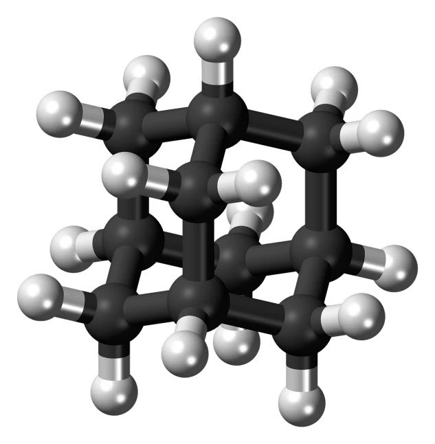 a black and white model of a molecule, by Johannes van Haensbergen, realistically shaded, silver dechroic details, square, o'neill cylinder