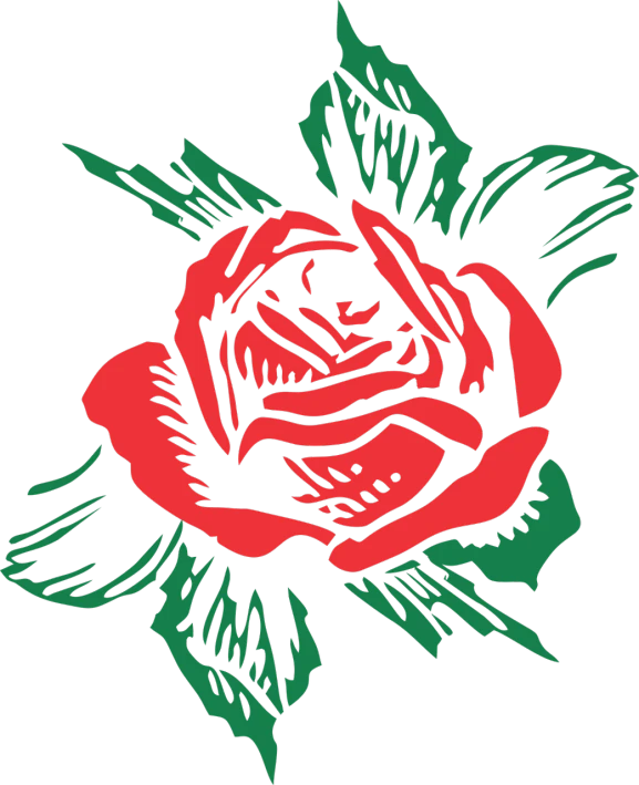 a red rose with green leaves on a black background, inspired by Władysław Podkowiński, socialist, ¯_(ツ)_/¯