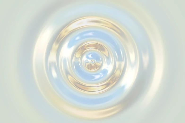 a close up of a circular object with a blue sky in the background, digital art, abstract illusionism, gold refractions off water, symetrical japanese pearl, cream white background, water droplet