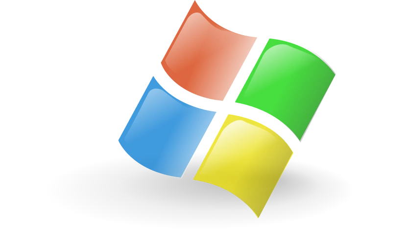 a close up of a windows logo on a black background, by Karl Ballmer, pixabay, computer art, 2007 blog, colored accurately, windows xp, black on white background