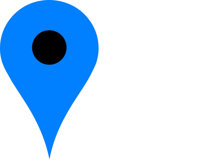 a blue pin on a black background, by Mike Bierek, pixabay, google maps street view, logo without text, 2b, banner