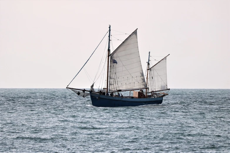 a sailboat in the middle of the ocean, by Andries Stock, shutterstock, portrait of an old, shot on 85mm, old english, gypsy