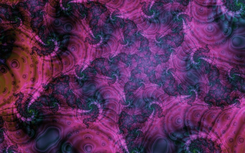a purple and black abstract background with swirls, inspired by Benoit B. Mandelbrot, flickr, generative art, pink slime everywhere, organic ceramic fractal forms, mauve and cinnabar and cyan, worms intricated