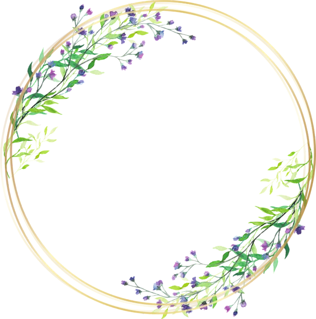 a wreath of purple flowers on a black background, a digital rendering, sōsaku hanga, gold and green, wildflowers and grasses, round background, elegant!!