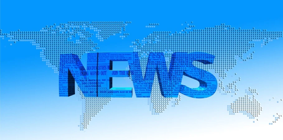 the word news with a world map in the background, a digital rendering, by Pamela Drew, pixabay, infographics. logo. blue, tabloid photo, avatar image, stylized bold outline