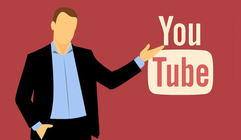 a man in a suit pointing to a youtube logo, trending on pixabay, video art, simple cartoon, an ancient, actors, with high detail