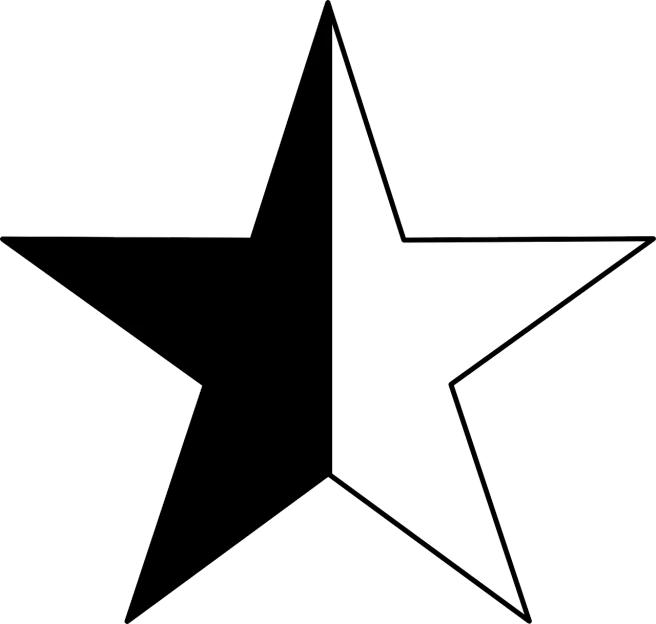 a black and white image of a star, deviantart, two colors, above side view, unbalanced, ratio