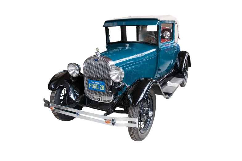 a close up of a vintage car on a black background, photorealism, blue, year 1930, various posed, ford