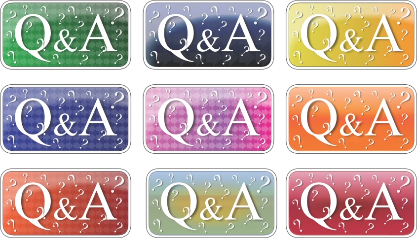 a set of six square stickers with the letters q and a, q and a, q and a, q and a, q and, by David B. Mattingly, pixabay, art nouveau, tarot card background, 💣 💥💣 💥, game icon asset, emma bridgewater and paperchase