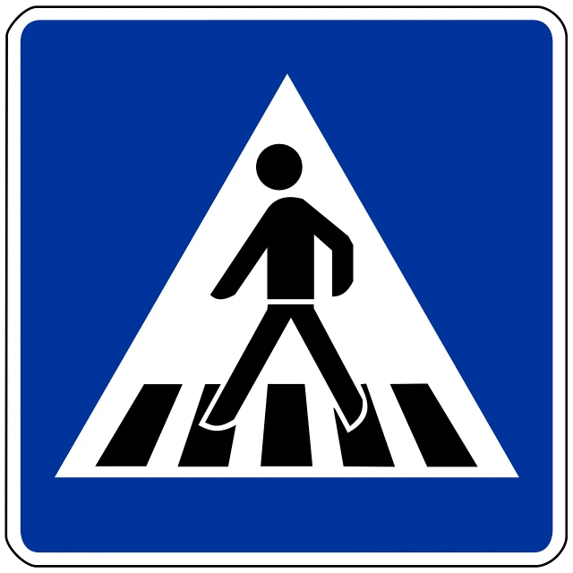 a pedestrian crossing sign with a man crossing the street, an illustration of, by Andrei Kolkoutine, pixabay, siberia, highway, indoor, marathon