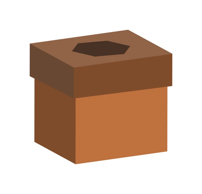 a brown box sitting on top of a white surface, polycount, abstract illusionism, flat illustration, ceramic pot, without frame, simple primitive tube shape