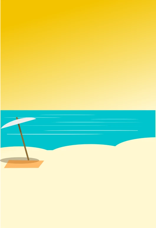 an umbrella sitting on top of a sandy beach, an illustration of, minimalism, poster illustration, mobile wallpaper, rendered illustration