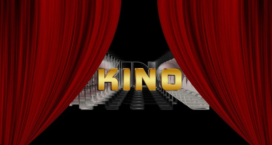a red curtain with the word king on it, a digital rendering, inspired by János Kass, kinetic art, !!award-winning!!, koto no ha no niwa, poster for short film blind, virtual set