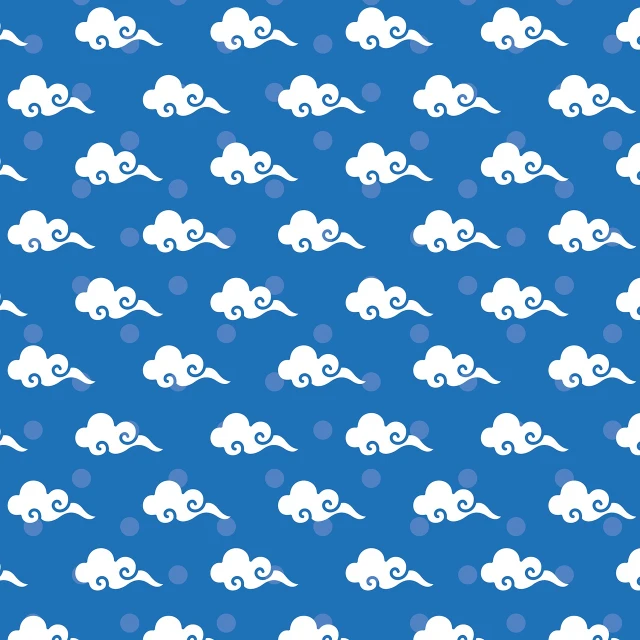 a pattern of white clouds on a blue background, a stock photo, inspired by Yamamoto Shōun, a dragon made of clouds, yukata clothing, air and tornado theme, sasai ukon masanao