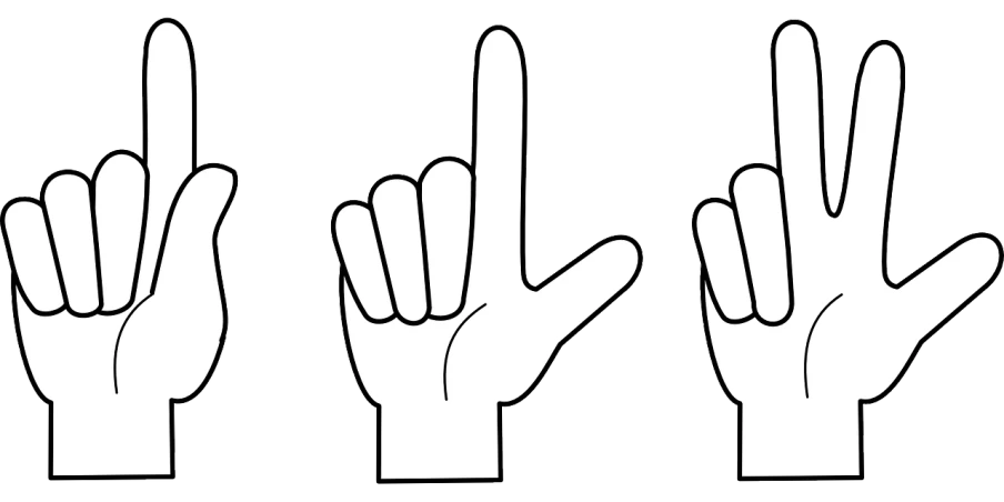 a black and white drawing of a hand making the v sign, lineart, by Andrei Kolkoutine, pixabay, figuration libre, 3 - piece, xkcd, 3840x2160, cutest