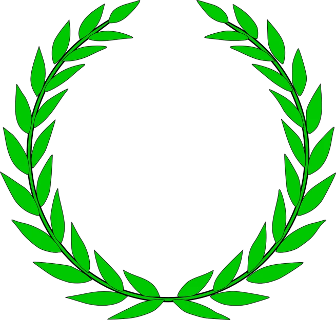 a green laurel wreath on a black background, inspired by Exekias, [ [ award winning ] ], colored accurately, left align, bar