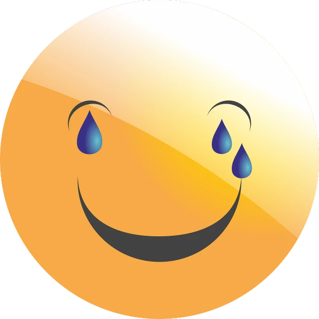 a smiley face with a tear coming out of it, a cartoon, mingei, glossy from rain, no gradients, slick!!, drip