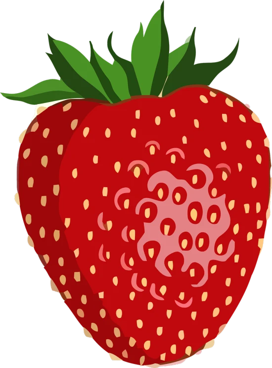 a close up of a strawberry on a black background, a digital painting, inspired by Heinz Anger, pop art, flat vector art, screen cap, 2 - dimensional, group photo