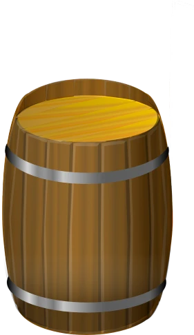 a wooden barrel on a white background, a digital painting, inspired by Shūbun Tenshō, lemon, background(solid), wooden banks, an instrument