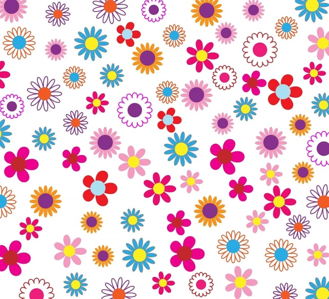 a bunch of colorful flowers on a white background, inspired by Murakami, wallpaper!, colors white!!, colorful - patterns, pink flowers