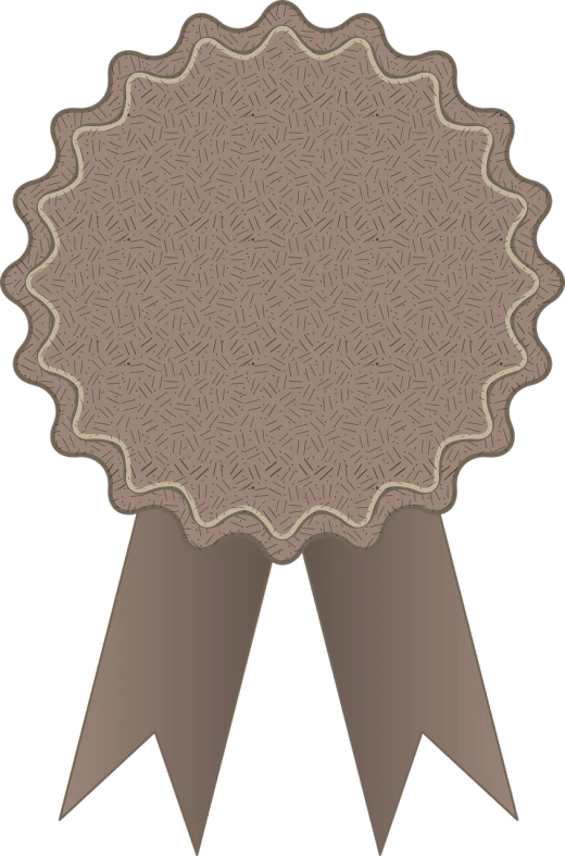 a brown medal with a ribbon around it, a digital rendering, inspired by Masamitsu Ōta, pixabay contest winner, conceptual art, fluffy, stamp, taupe, !!highly detailed